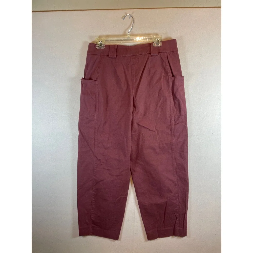 Express Mauve Pink High Waisted Utility Tapered Barrel LegTrouser Pants 12 - Picture 3 of 9